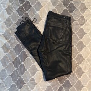 Principle Black Lace-Up Coated Skinny Jeans